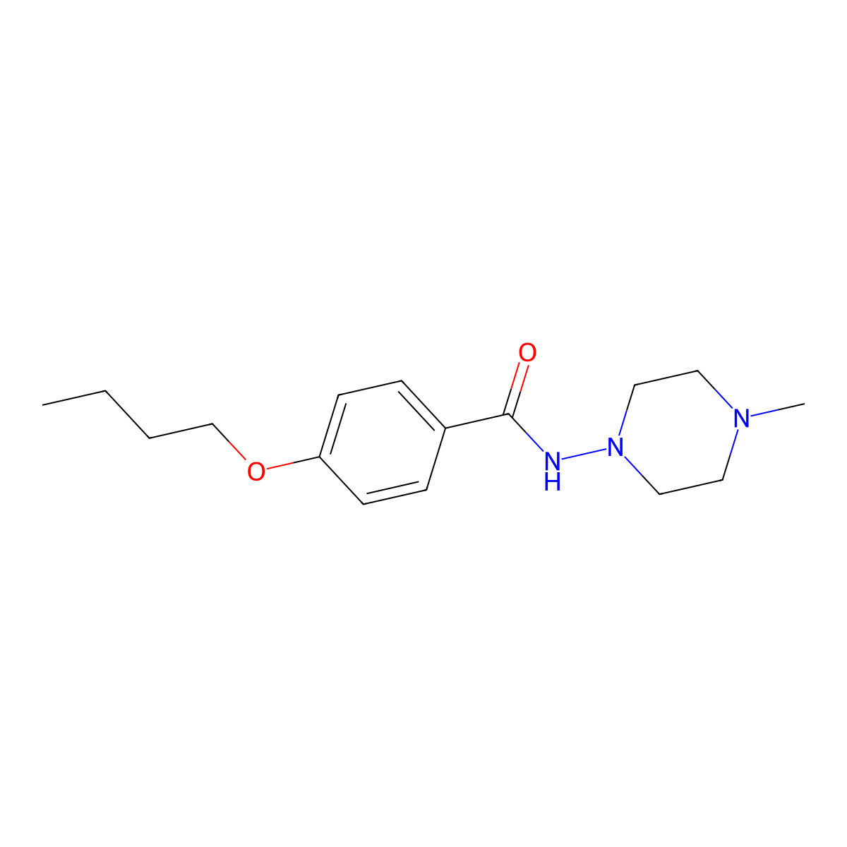 4-butoxy-N-(4-methyl-1-piperazinyl)benzamide molecular structure, CAS 350989-00-3