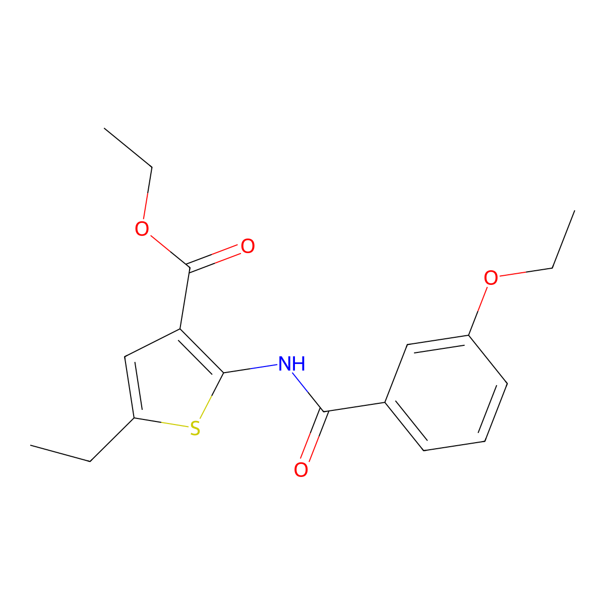 Ethyl 2-[(3-ethoxybenzoyl)amino]-5-ethylthiophene-3-carboxylate molecular structure, CAS 350989-20-7