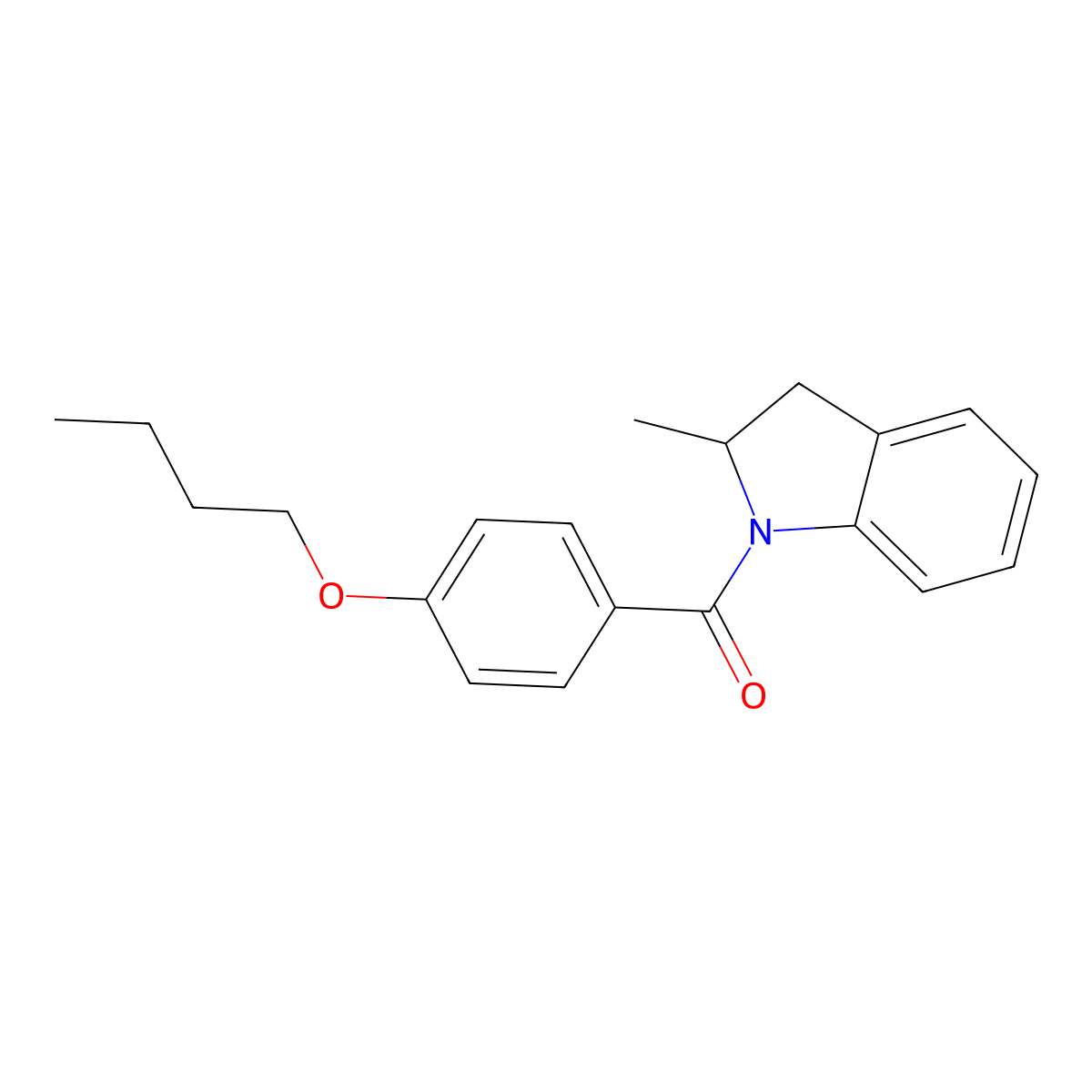 (4-butoxyphenyl)(2-methyl-2,3-dihydro-1H-indol-1-yl)methanone molecular structure, CAS 350989-41-2