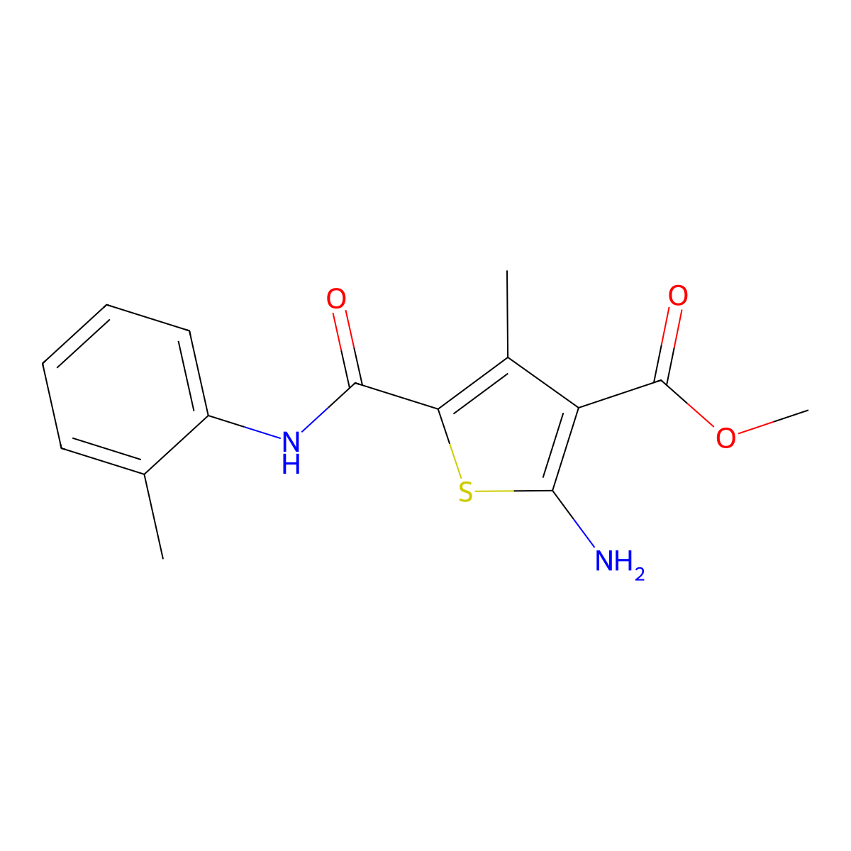 Methyl 2-amino-4-methyl-5-[(2-methylphenyl)carbamoyl]thiophene-3-carboxylate molecular structure, CAS 350989-44-5