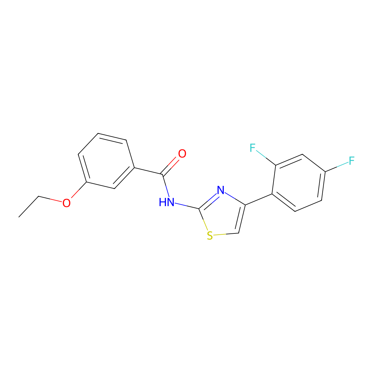 N-[4-(2,4-difluorophenyl)-1,3-thiazol-2-yl]-3-ethoxybenzamide molecular structure, CAS 350989-48-9