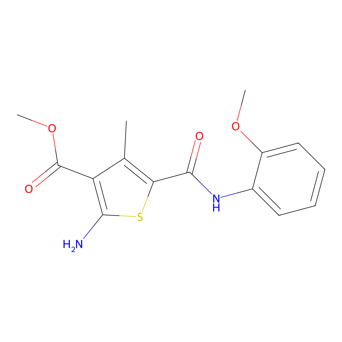 Methyl 2-amino-5-[(2-methoxyphenyl)carbamoyl]-4-methylthiophene-3-carboxylate molecular structure, CAS 350989-51-4