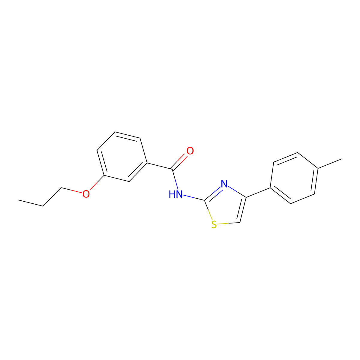 N-[4-(4-methylphenyl)-1,3-thiazol-2-yl]-3-propoxybenzamide molecular structure, CAS 350989-52-5