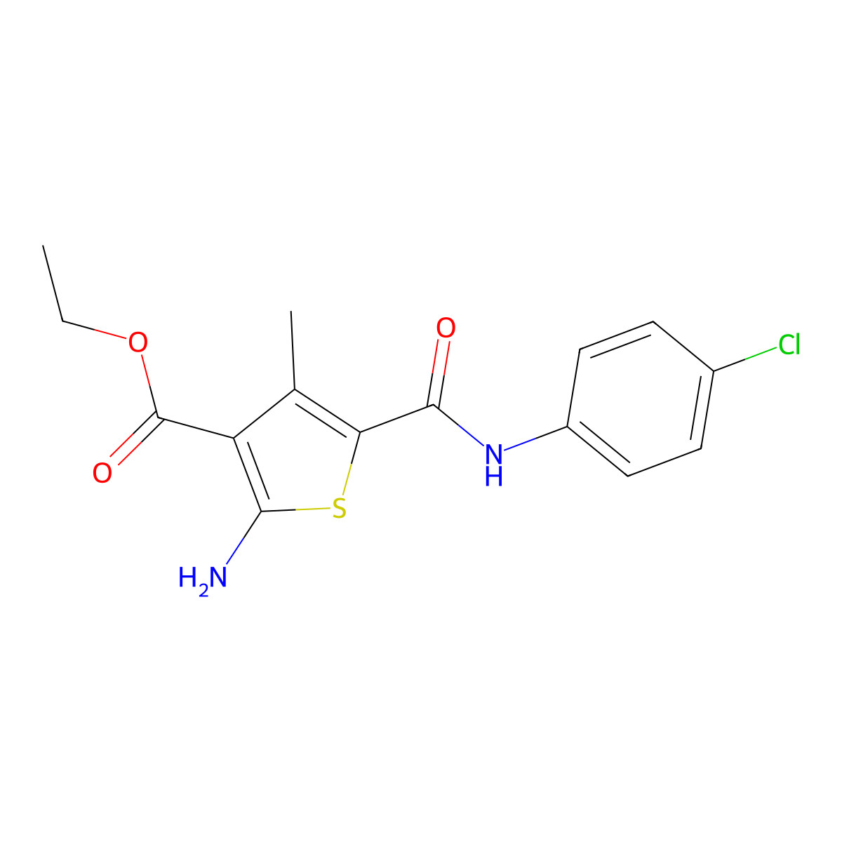 Ethyl 2-amino-5-{[(4-chlorophenyl)amino]carbonyl}-4-methylthiophene-3-carboxylate molecular structure, CAS 350989-56-9