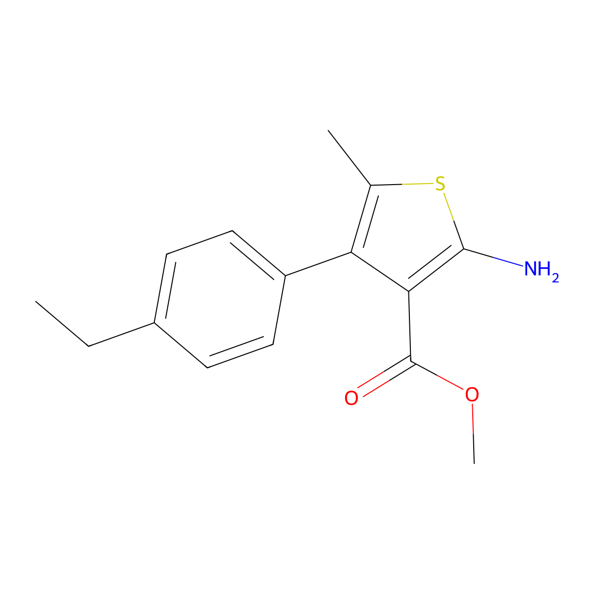 Methyl 2-amino-4-(4-ethylphenyl)-5-methylthiophene-3-carboxylate molecular structure, CAS 350989-69-4