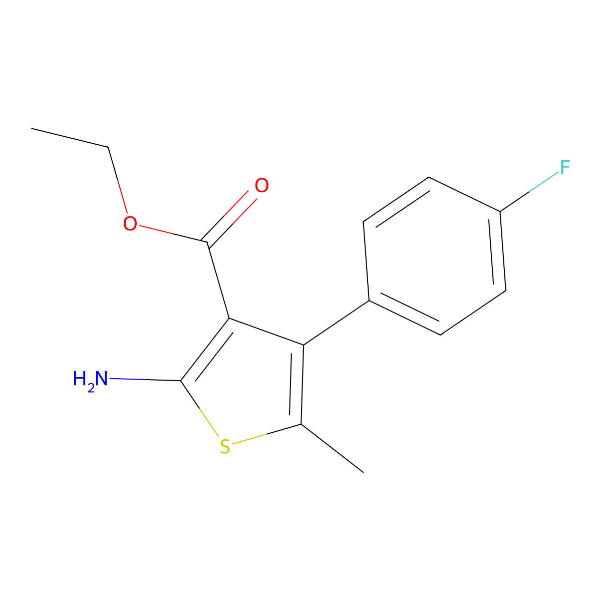 Ethyl 2-amino-4-(4-fluorophenyl)-5-methylthiophene-3-carboxylate molecular structure, CAS 350989-70-7