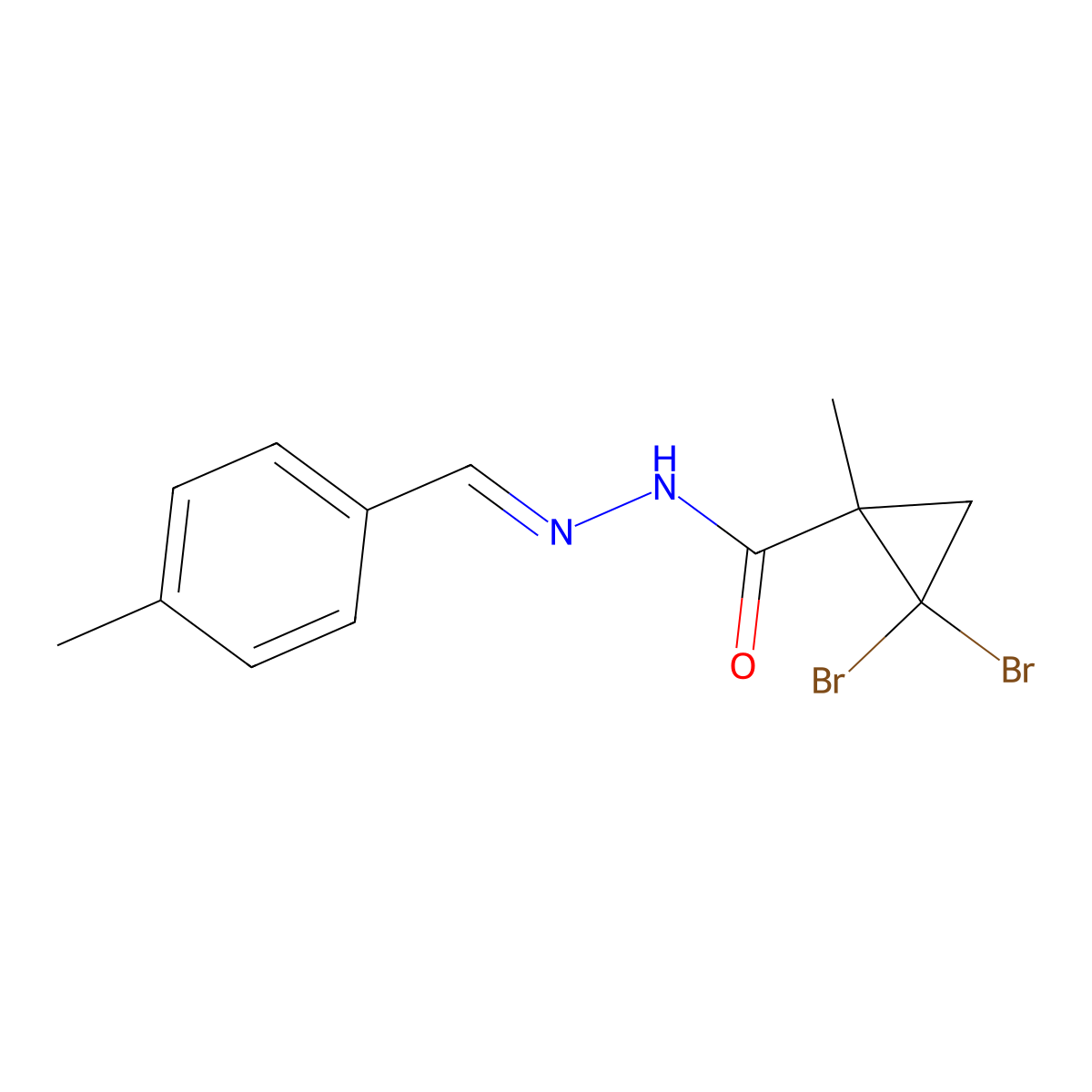 2,2-Dibromo-1-methylcyclopropanecarboxylic acid 2-[(4-methylphenyl)methylene]hydrazide molecular structure, CAS 350989-82-1