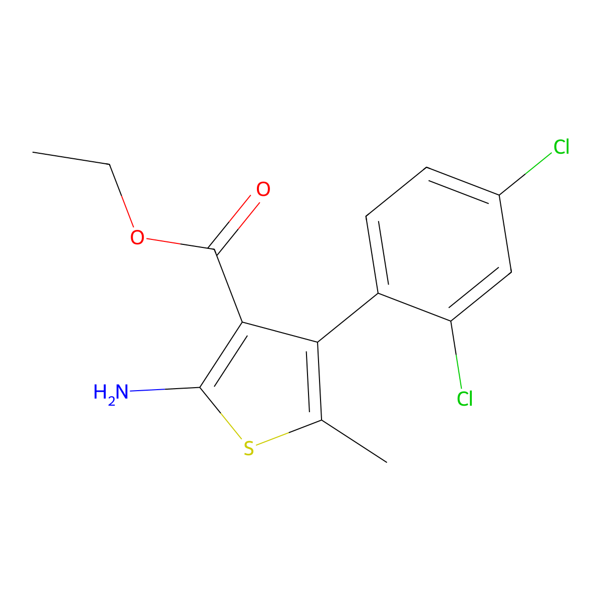 Ethyl 2-amino-4-(2,4-dichlorophenyl)-5-methylthiophene-3-carboxylate molecular structure, CAS 350989-83-2