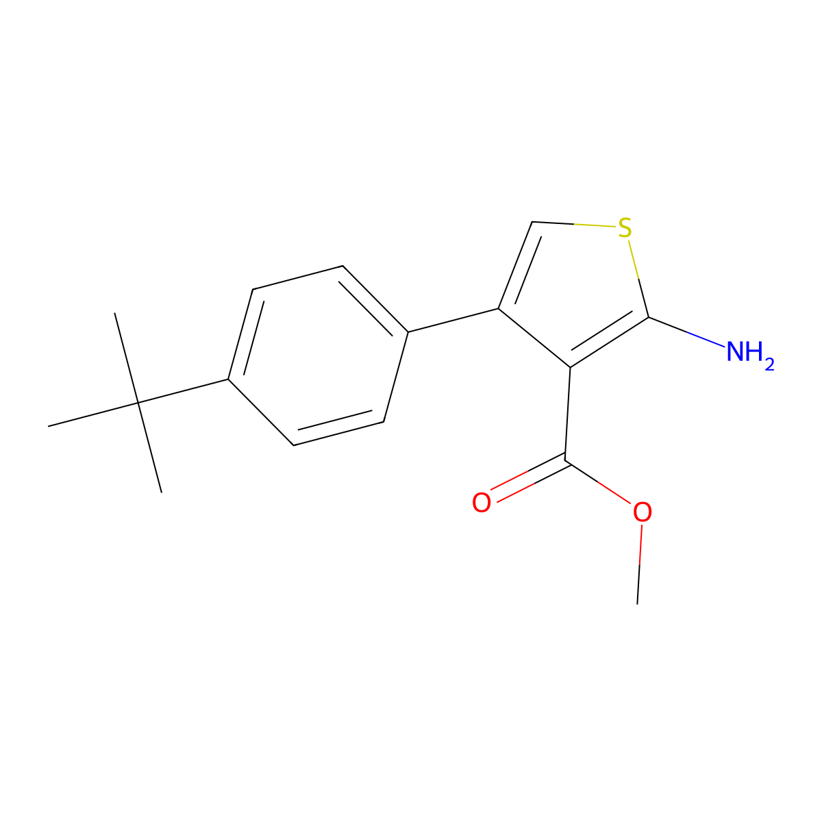 Methyl 2-amino-4-(4-tert-butylphenyl)thiophene-3-carboxylate molecular structure, CAS 350989-95-6