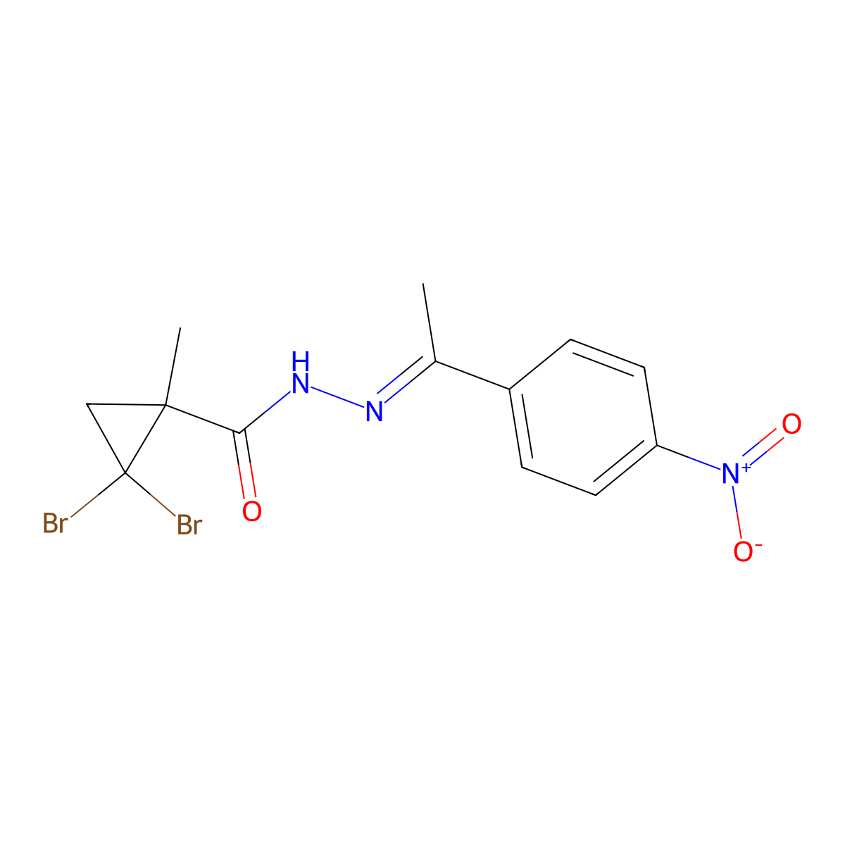 2,2-Dibromo-1-methylcyclopropanecarboxylic acid 2-[1-(4-nitrophenyl)ethylidene]hydrazide molecular structure, CAS 350989-96-7