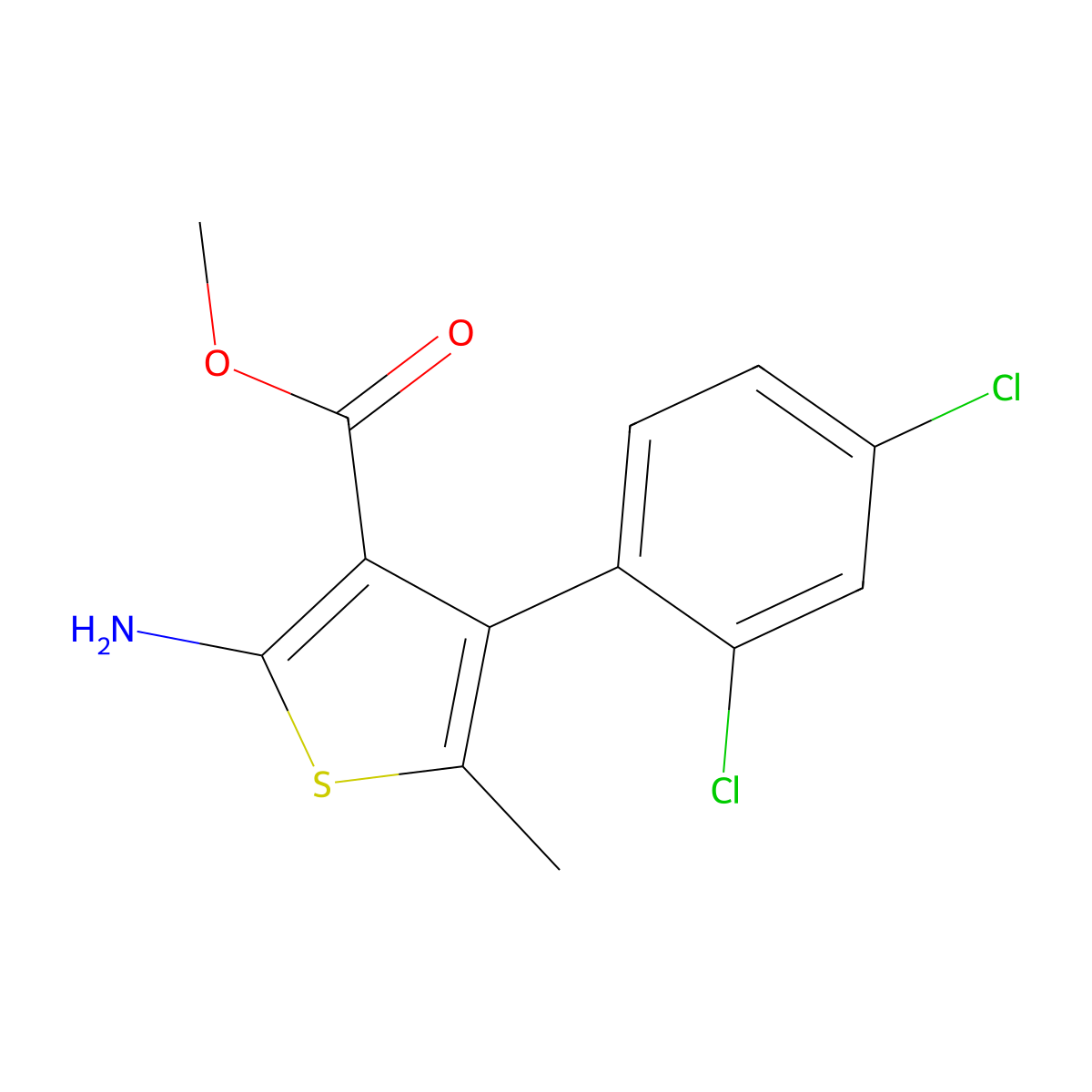 Methyl 2-amino-4-(2,4-dichlorophenyl)-5-methylthiophene-3-carboxylate molecular structure, CAS 350989-98-9