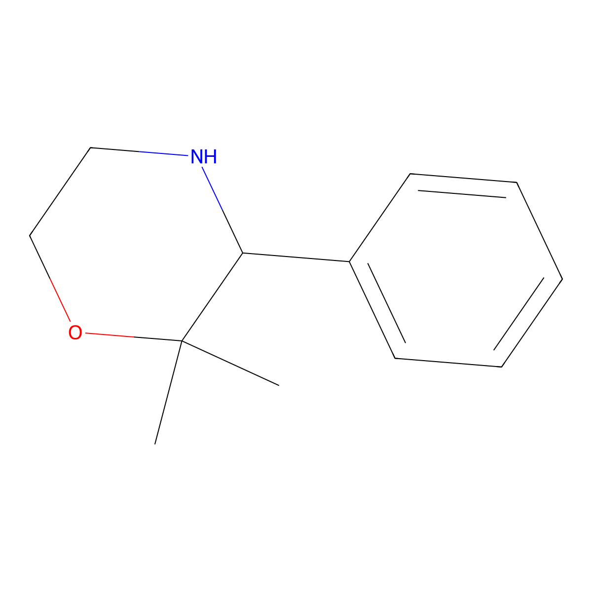 2,2-Dimethyl-3-phenylmorpholine molecular structure, CAS 35099-58-2