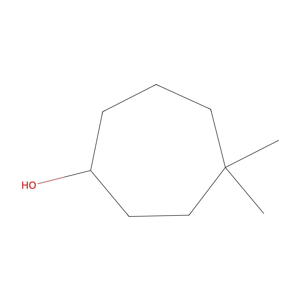 4,4-Dimethylcycloheptan-1-ol molecular structure, CAS 35099-84-4