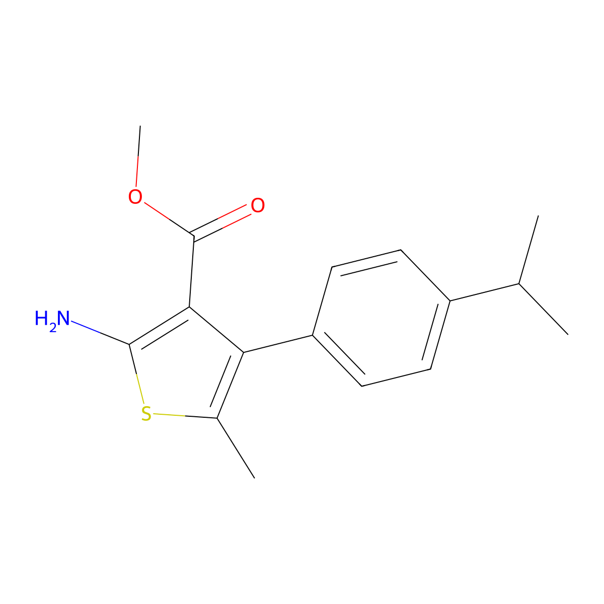 Methyl 2-amino-4-(4-isopropylphenyl)-5-methylthiophene-3-carboxylate molecular structure, CAS 350990-04-4