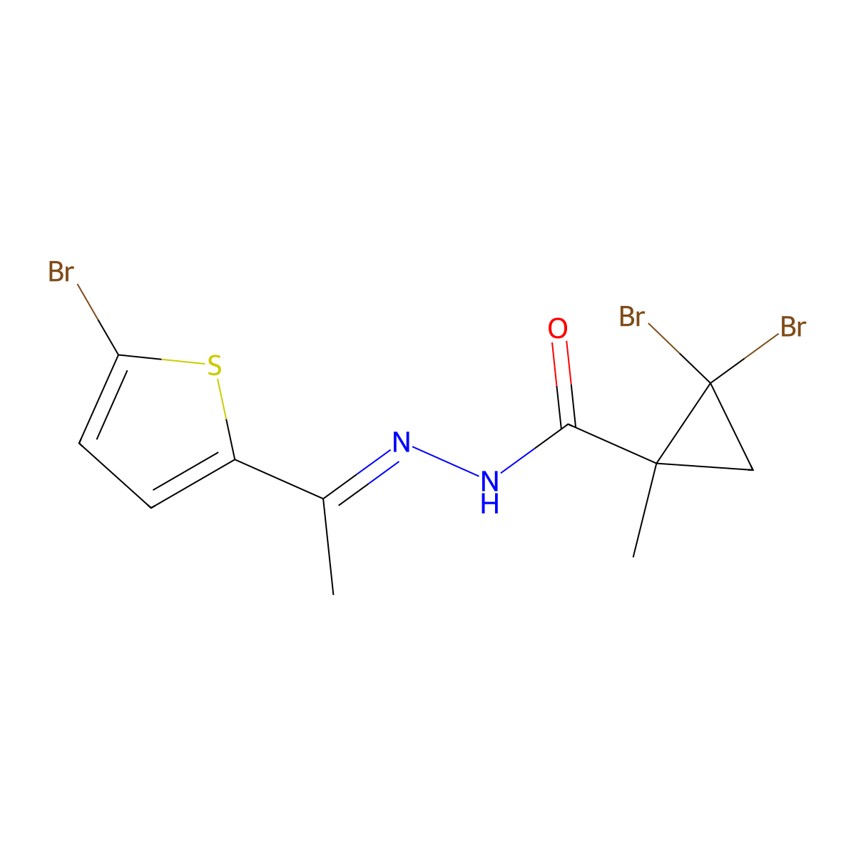 2,2-Dibromo-1-methylcyclopropanecarboxylic acid 2-[1-(5-bromo-2-thienyl)ethylidene]hydrazide molecular structure, CAS 350990-07-7
