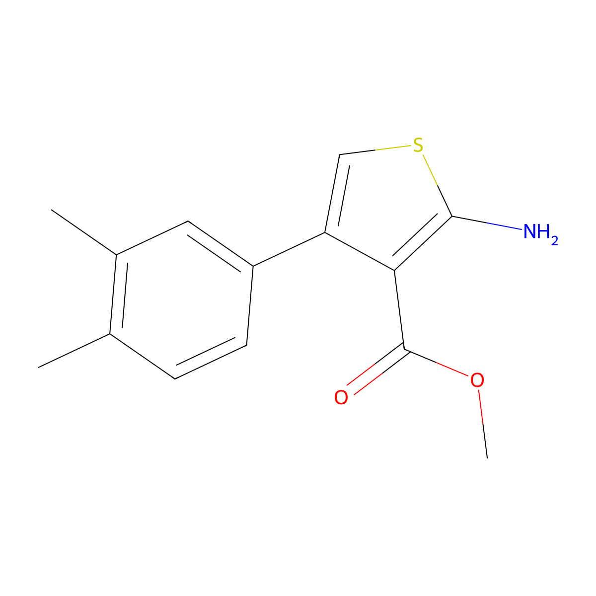 Methyl 2-amino-4-(3,4-dimethylphenyl)thiophene-3-carboxylate molecular structure, CAS 350990-08-8