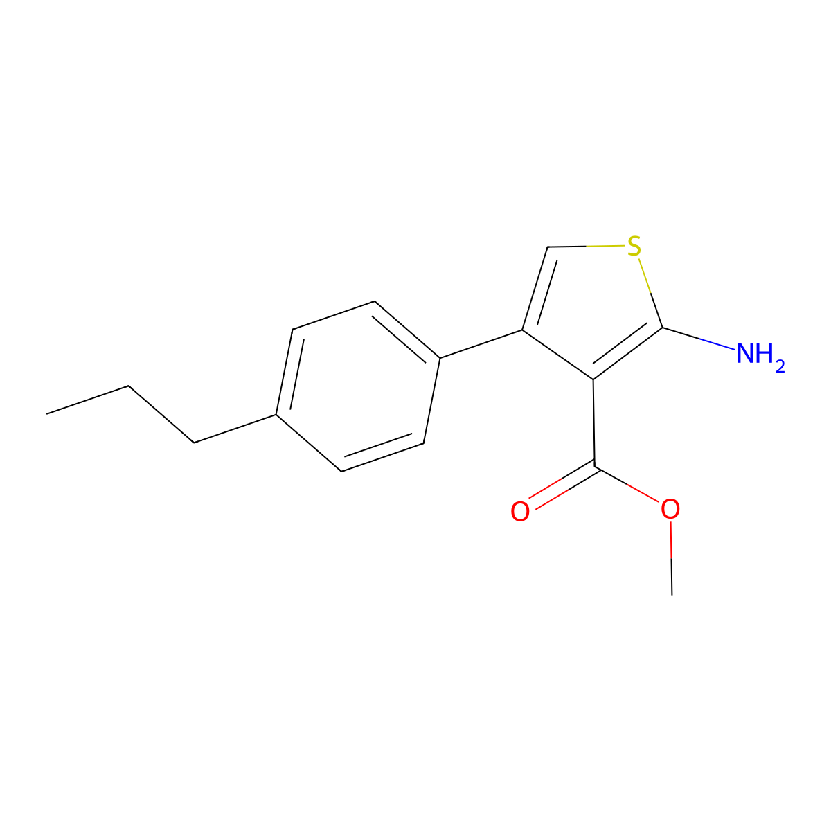 Methyl 2-amino-4-(4-propylphenyl)thiophene-3-carboxylate molecular structure, CAS 350990-11-3