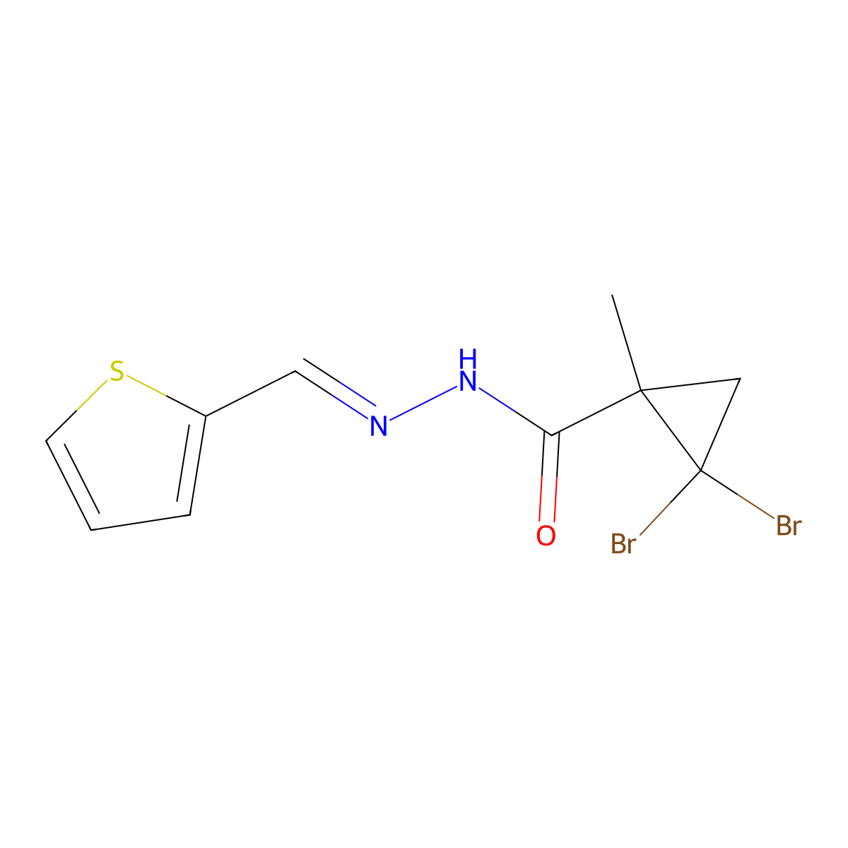 2,2-Dibromo-1-methylcyclopropanecarboxylic acid 2-(2-thienylmethylene)hydrazide molecular structure, CAS 350990-12-4