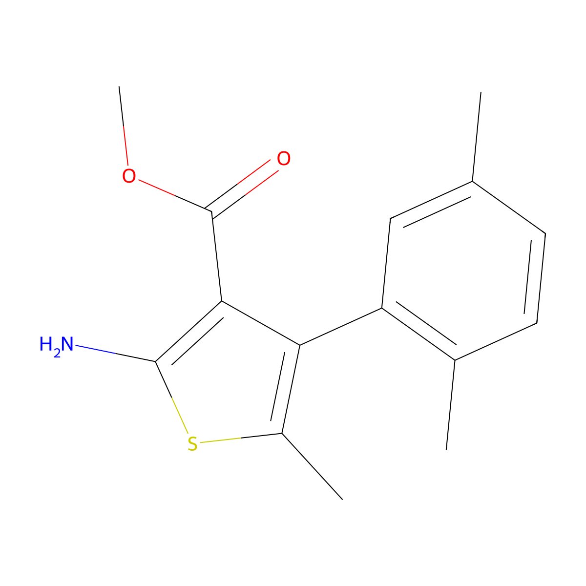 Methyl 2-amino-4-(2,5-dimethylphenyl)-5-methylthiophene-3-carboxylate molecular structure, CAS 350990-17-9