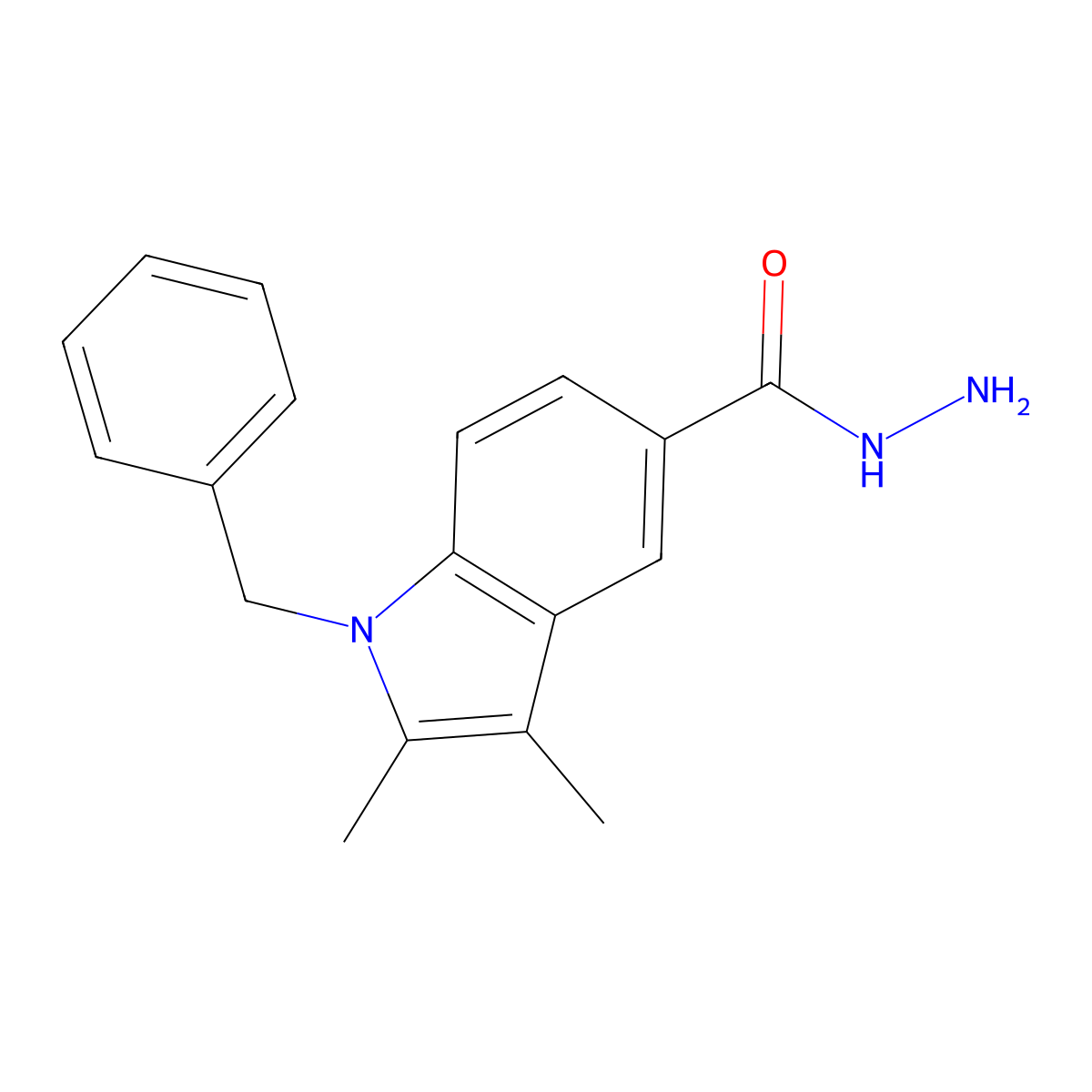 1-benzyl-2,3-dimethyl-1H-indole-5-carbohydrazide molecular structure, CAS 350990-21-5