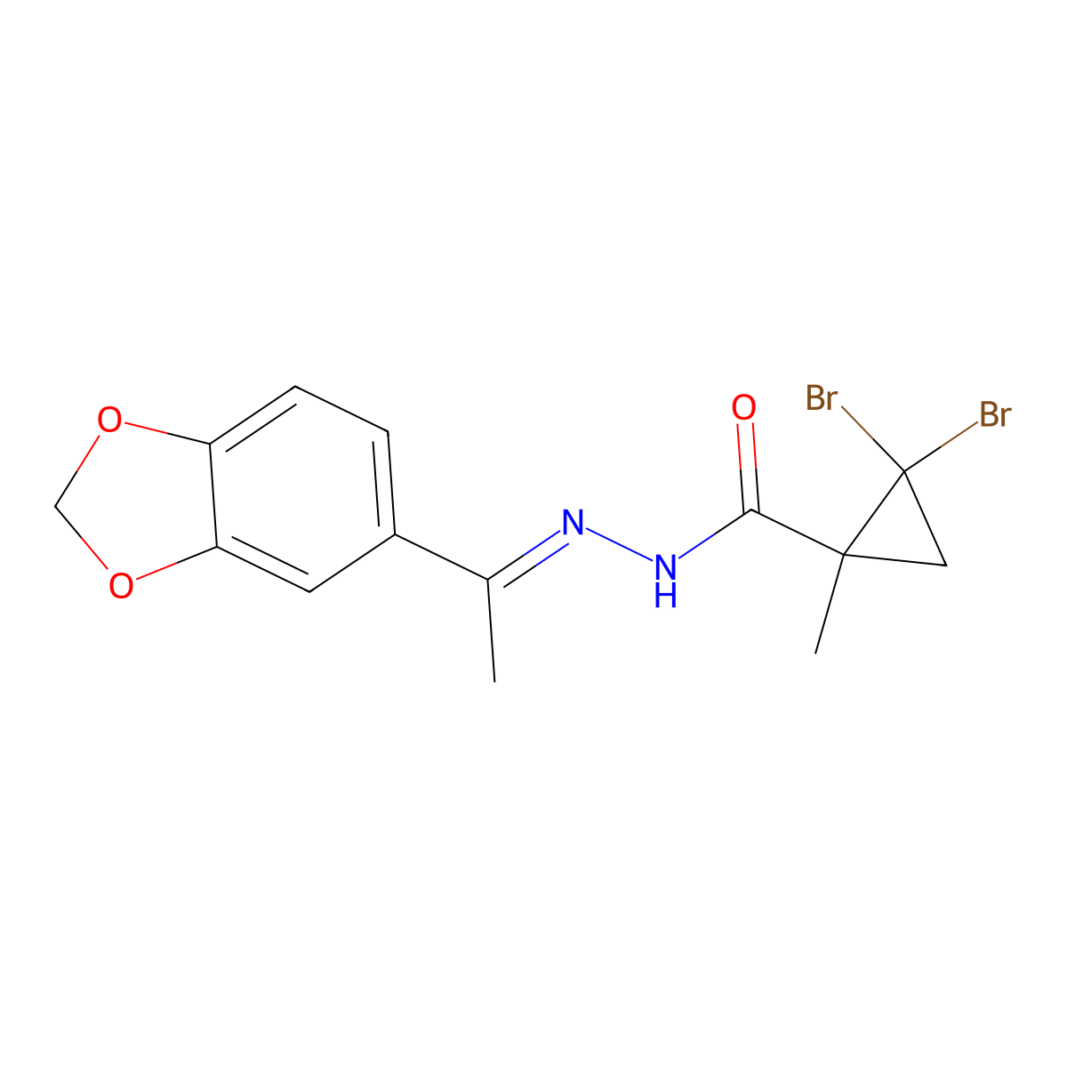 2,2-Dibromo-1-methylcyclopropanecarboxylic acid 2-[1-(1,3-benzodioxol-5-yl)ethylidene]hydrazide molecular structure, CAS 350990-22-6