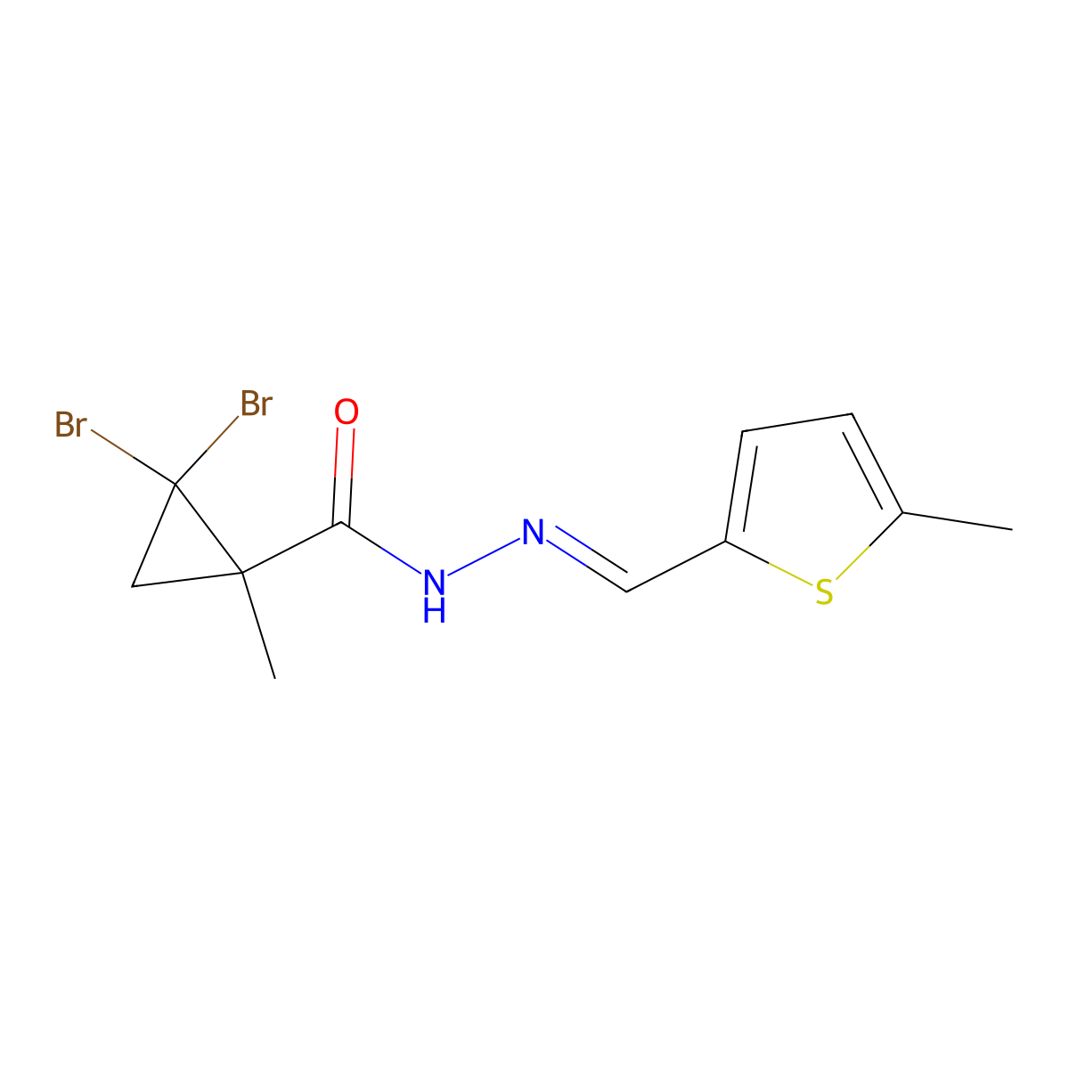2,2-Dibromo-1-methylcyclopropanecarboxylic acid 2-[(5-methyl-2-thienyl)methylene]hydrazide molecular structure, CAS 350990-24-8