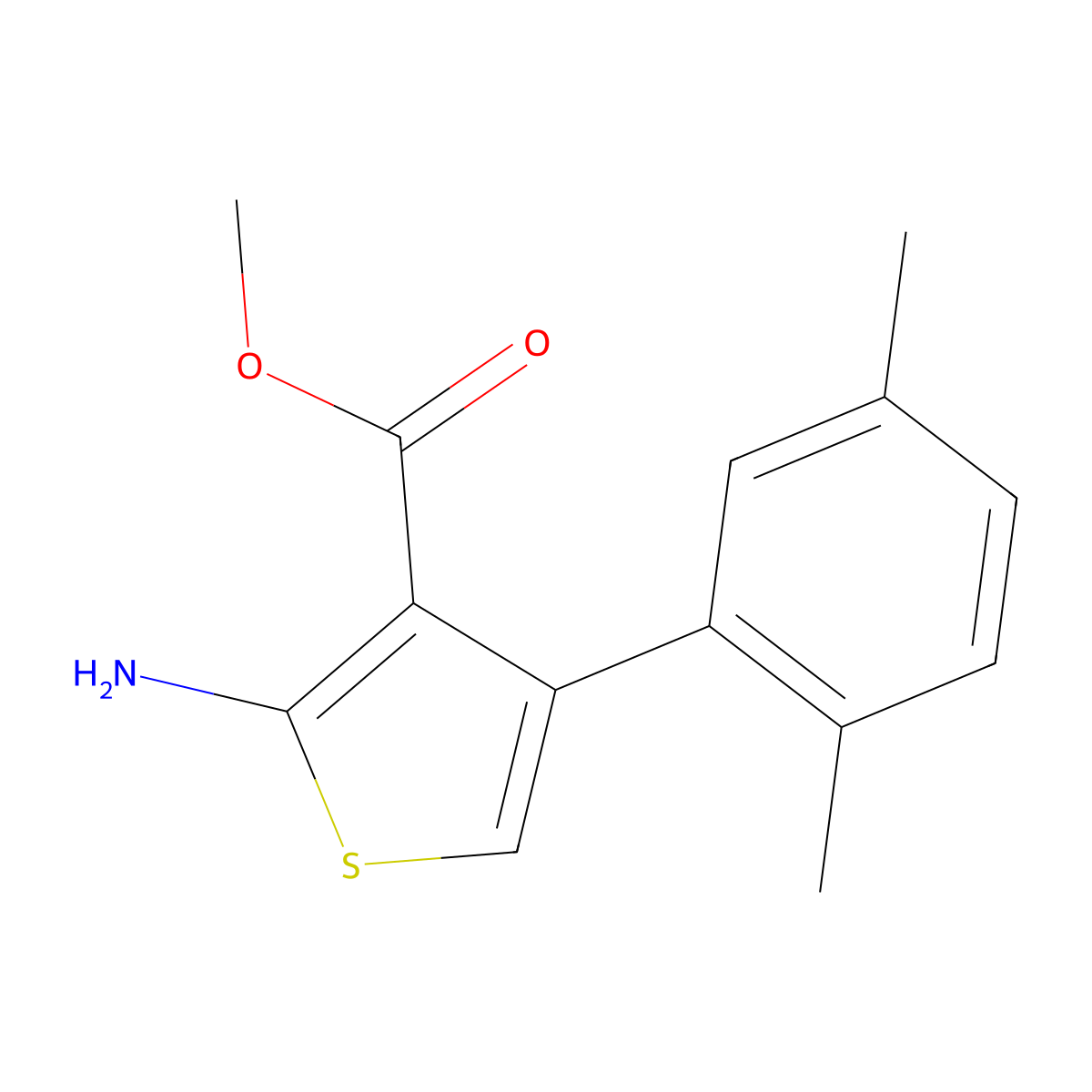 Methyl 2-amino-4-(2,5-dimethylphenyl)thiophene-3-carboxylate molecular structure, CAS 350990-26-0