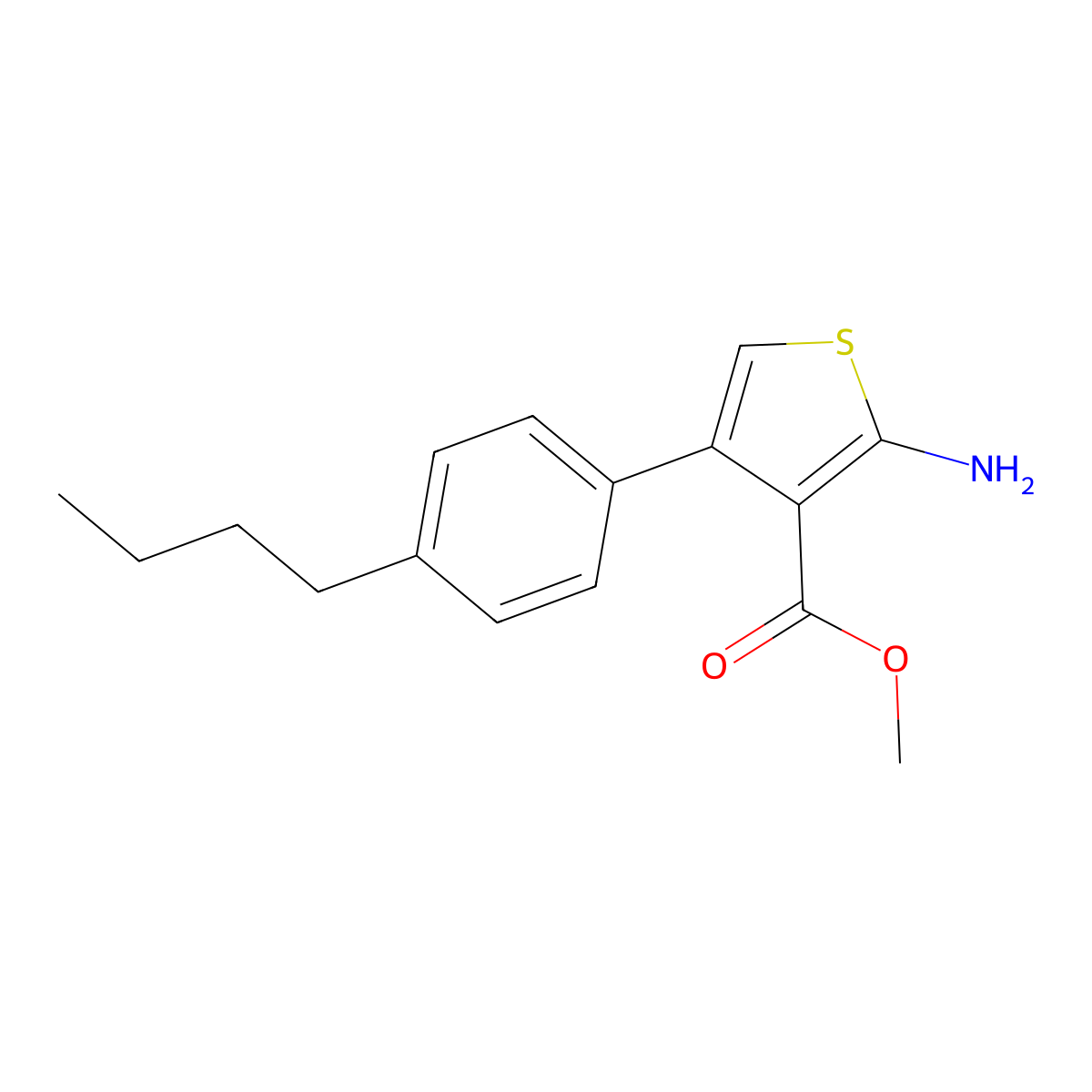 Methyl 2-amino-4-(4-butylphenyl)thiophene-3-carboxylate molecular structure, CAS 350990-34-0