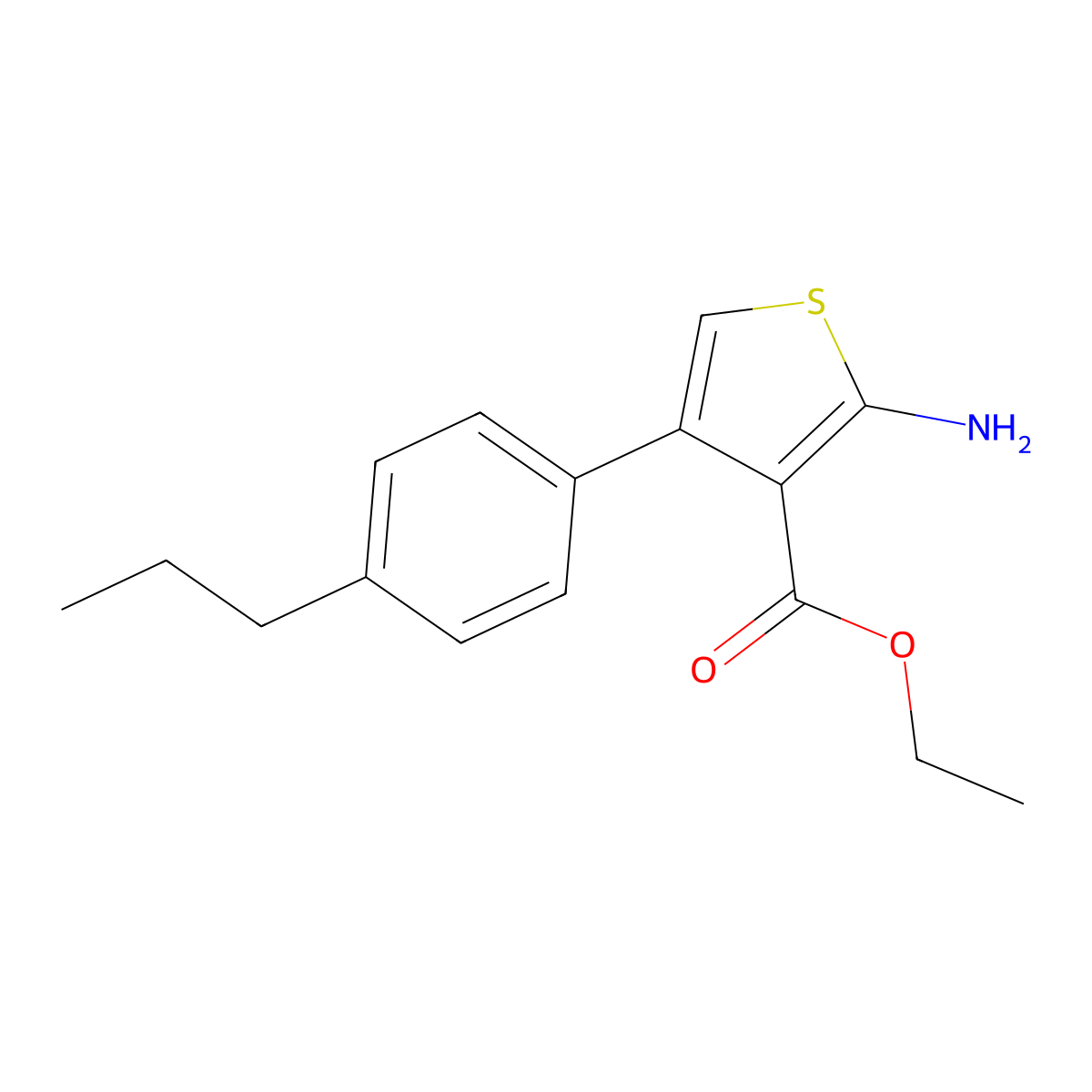 Ethyl 2-amino-4-(4-propylphenyl)thiophene-3-carboxylate molecular structure, CAS 350990-43-1