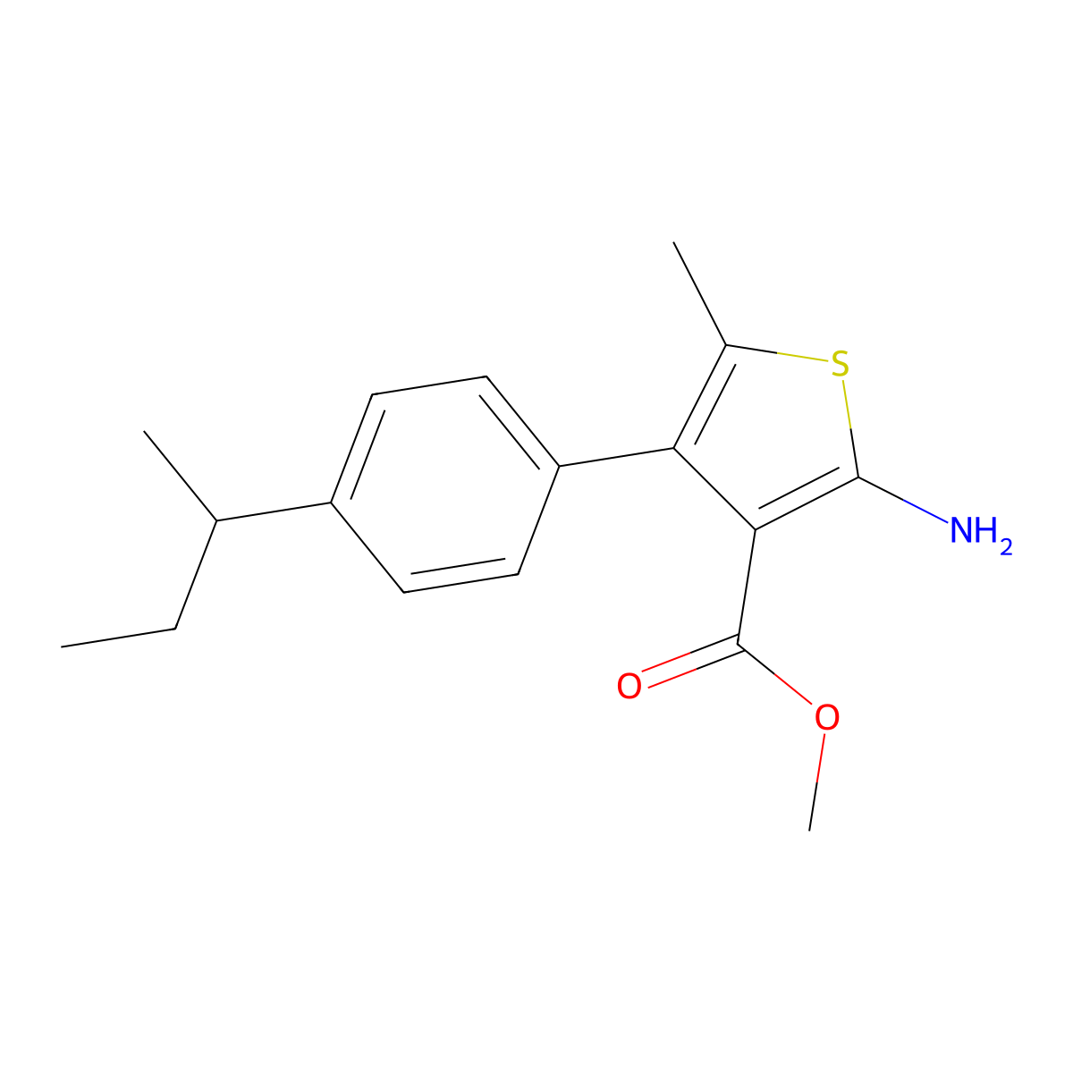 Methyl 2-amino-4-(4-sec-butylphenyl)-5-methylthiophene-3-carboxylate molecular structure, CAS 350992-17-5