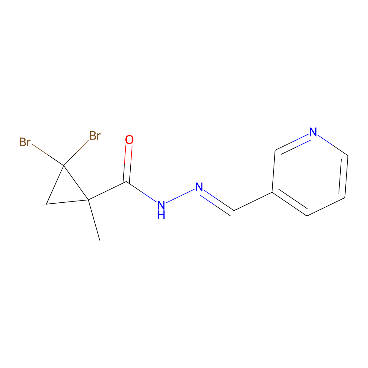 2,2-Dibromo-1-methylcyclopropanecarboxylic acid 2-(3-pyridinylmethylene)hydrazide molecular structure, CAS 350992-18-6