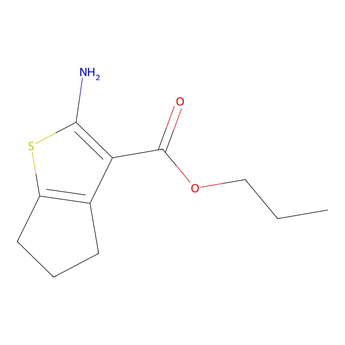 propyl 2-amino-5,6-dihydro-4H-cyclopenta[b]thiophene-3-carboxylate molecular structure, CAS 350992-19-7