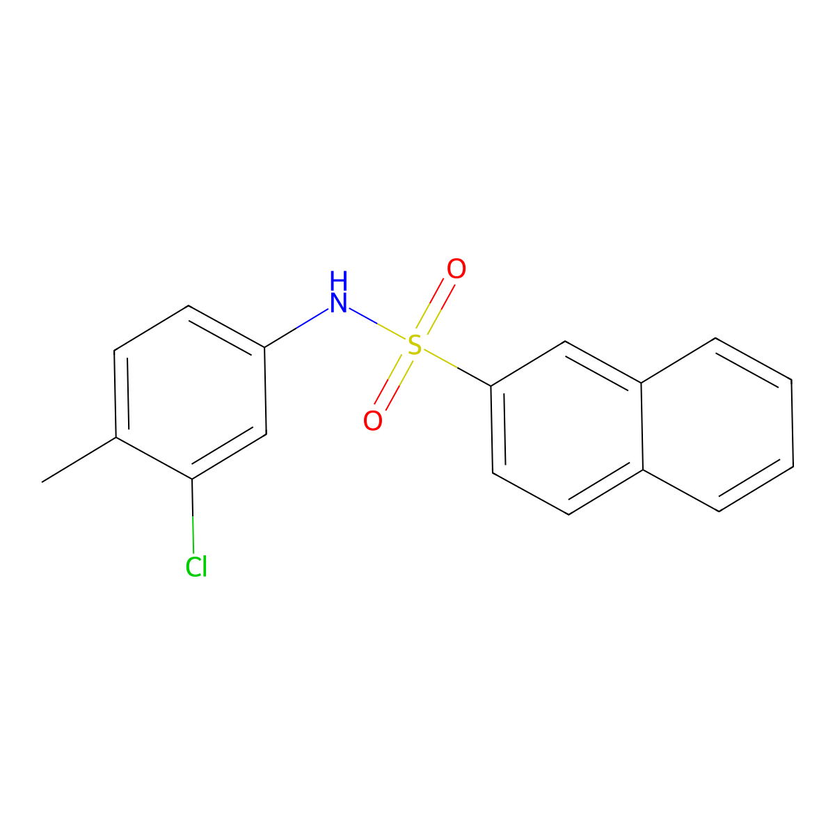 N-(3-chloro-4-methylphenyl)naphthalene-2-sulfonamide molecular structure, CAS 350993-28-1