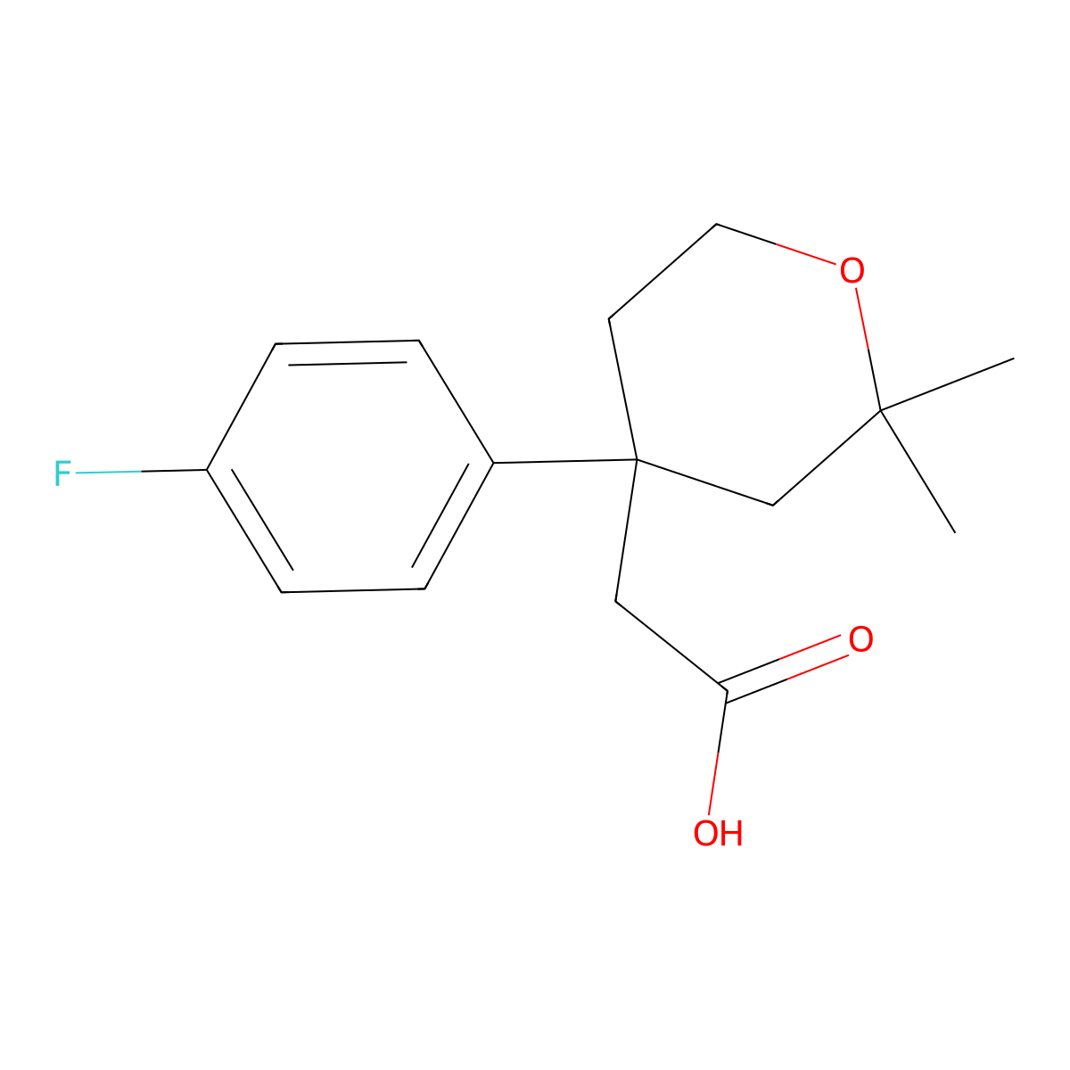 2-(4-(4-Fluorophenyl)-2,2-dimethyltetrahydro-2H-pyran-4-YL)acetic acid molecular structure, CAS 350993-62-3