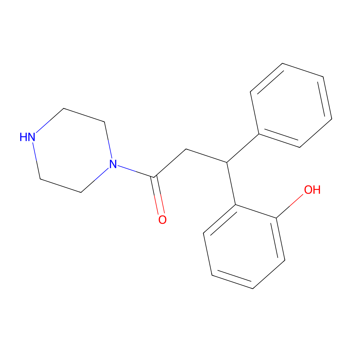 3-(2-Hydroxyphenyl)-3-phenyl-1-piperazin-1-ylpropan-1-one molecular structure, CAS 350993-80-5