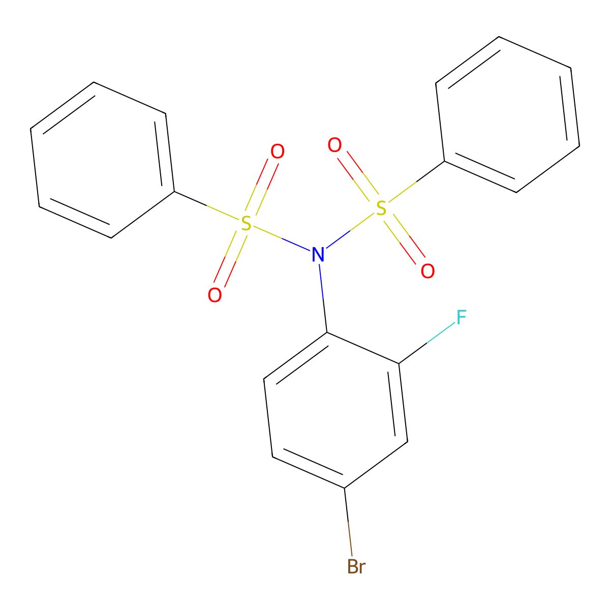 N-(benzenesulfonyl)-N-(4-bromo-2-fluorophenyl)benzenesulfonamide molecular structure, CAS 350993-81-6
