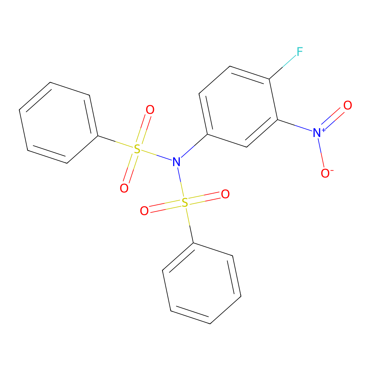 N-(benzenesulfonyl)-N-(4-fluoro-3-nitrophenyl)benzenesulfonamide molecular structure, CAS 350993-83-8