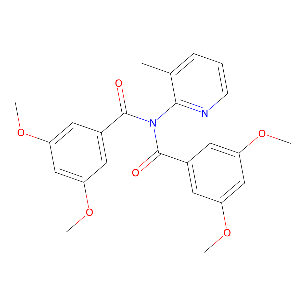 N-(3,5-dimethoxybenzoyl)-3,5-dimethoxy-N-(3-methylpyridin-2-yl)benzamide molecular structure, CAS 350994-06-8