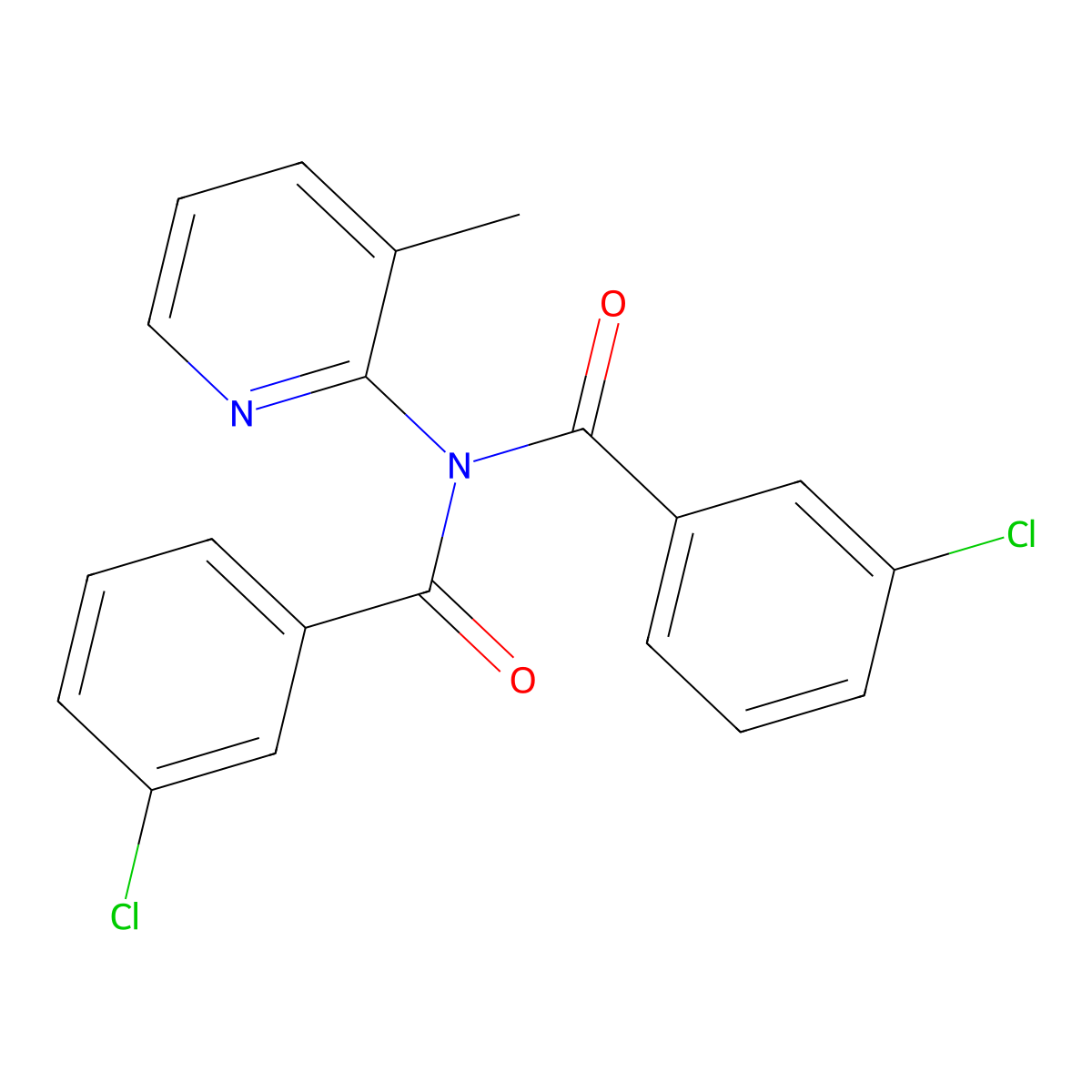 3-chloro-N-(3-chlorobenzoyl)-N-(3-methylpyridin-2-yl)benzamide molecular structure, CAS 350994-10-4