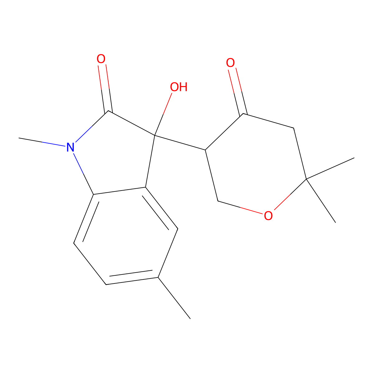 3-(6,6-Dimethyl-4-oxooxan-3-yl)-3-hydroxy-1,5-dimethylindol-2-one molecular structure, CAS 350995-17-4