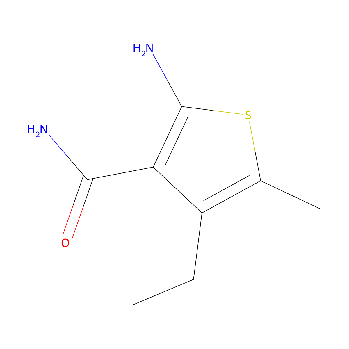 2-Amino-4-ethyl-5-methylthiophene-3-carboxamide molecular structure, CAS 350996-89-3