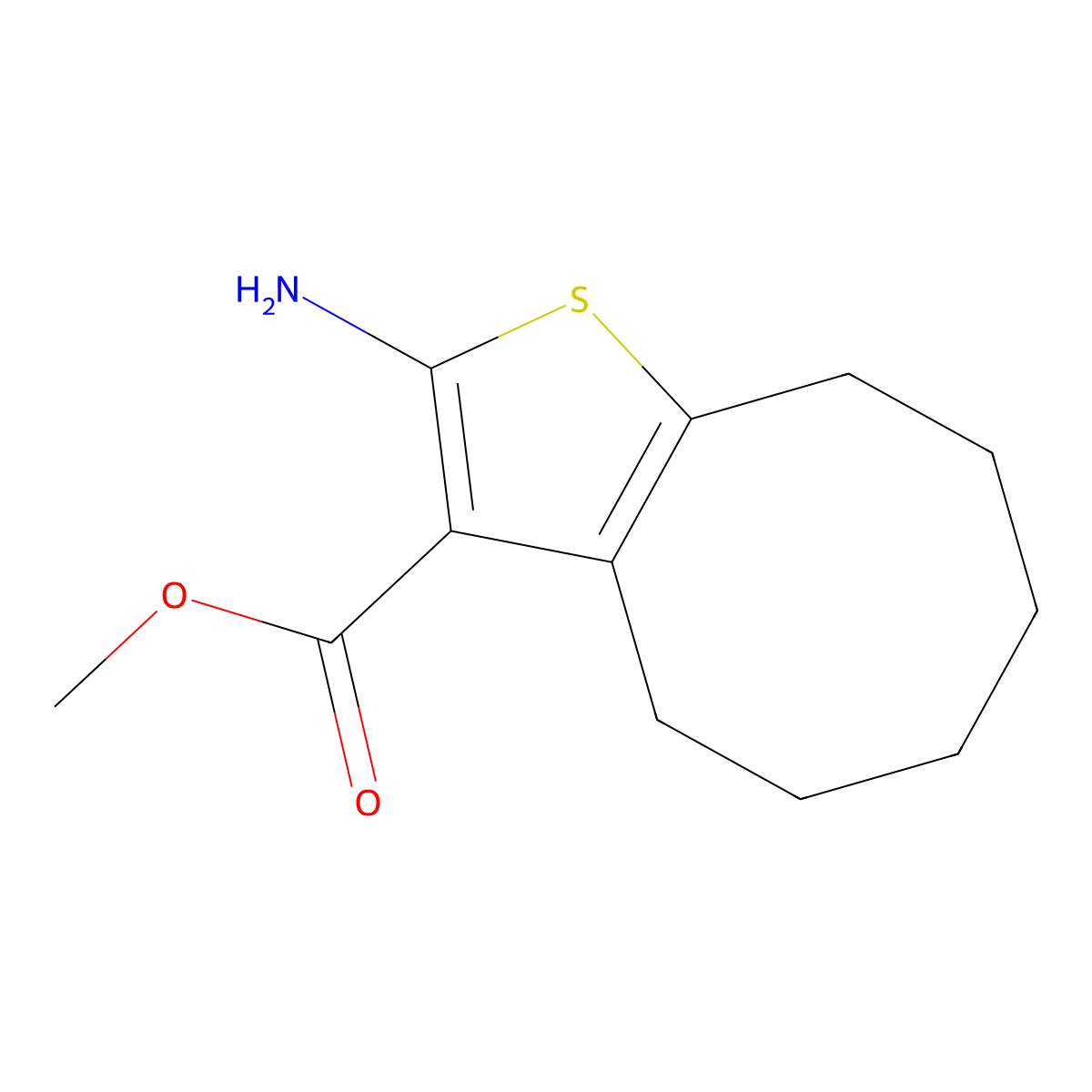 Methyl 2-amino-4,5,6,7,8,9-hexahydrocycloocta[b]thiophene-3-carboxylate molecular structure, CAS 350996-90-6