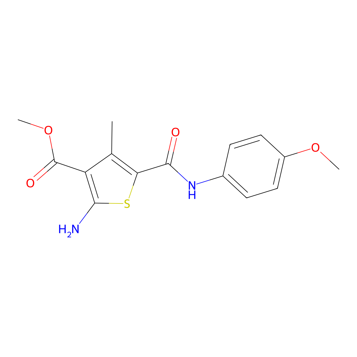 Methyl 2-amino-5-[(4-methoxyphenyl)carbamoyl]-4-methylthiophene-3-carboxylate molecular structure, CAS 350996-96-2
