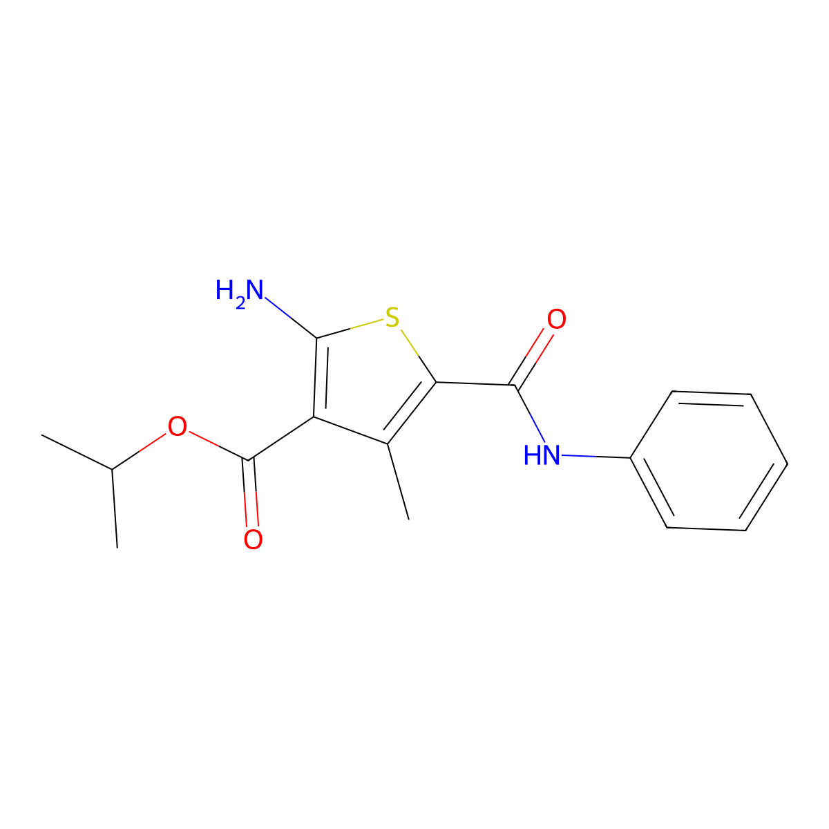 Isopropyl 2-amino-5-(anilinocarbonyl)-4-methylthiophene-3-carboxylate molecular structure, CAS 350996-99-5