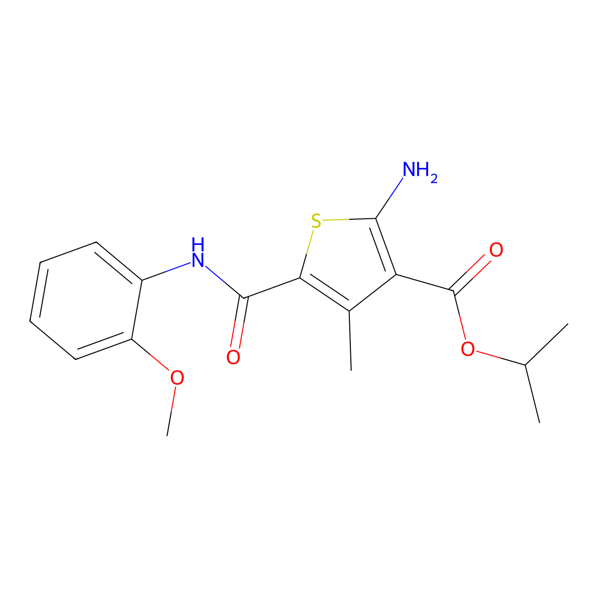 Propan-2-yl 2-amino-5-[(2-methoxyphenyl)carbamoyl]-4-methylthiophene-3-carboxylate molecular structure, CAS 350997-03-4