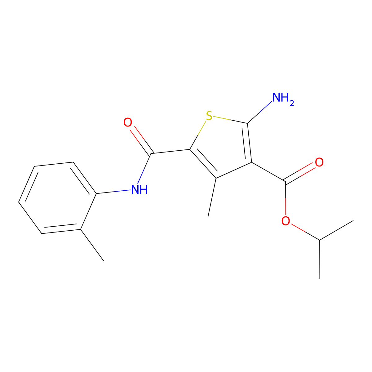 Propan-2-yl 2-amino-4-methyl-5-[(2-methylphenyl)carbamoyl]thiophene-3-carboxylate molecular structure, CAS 350997-05-6