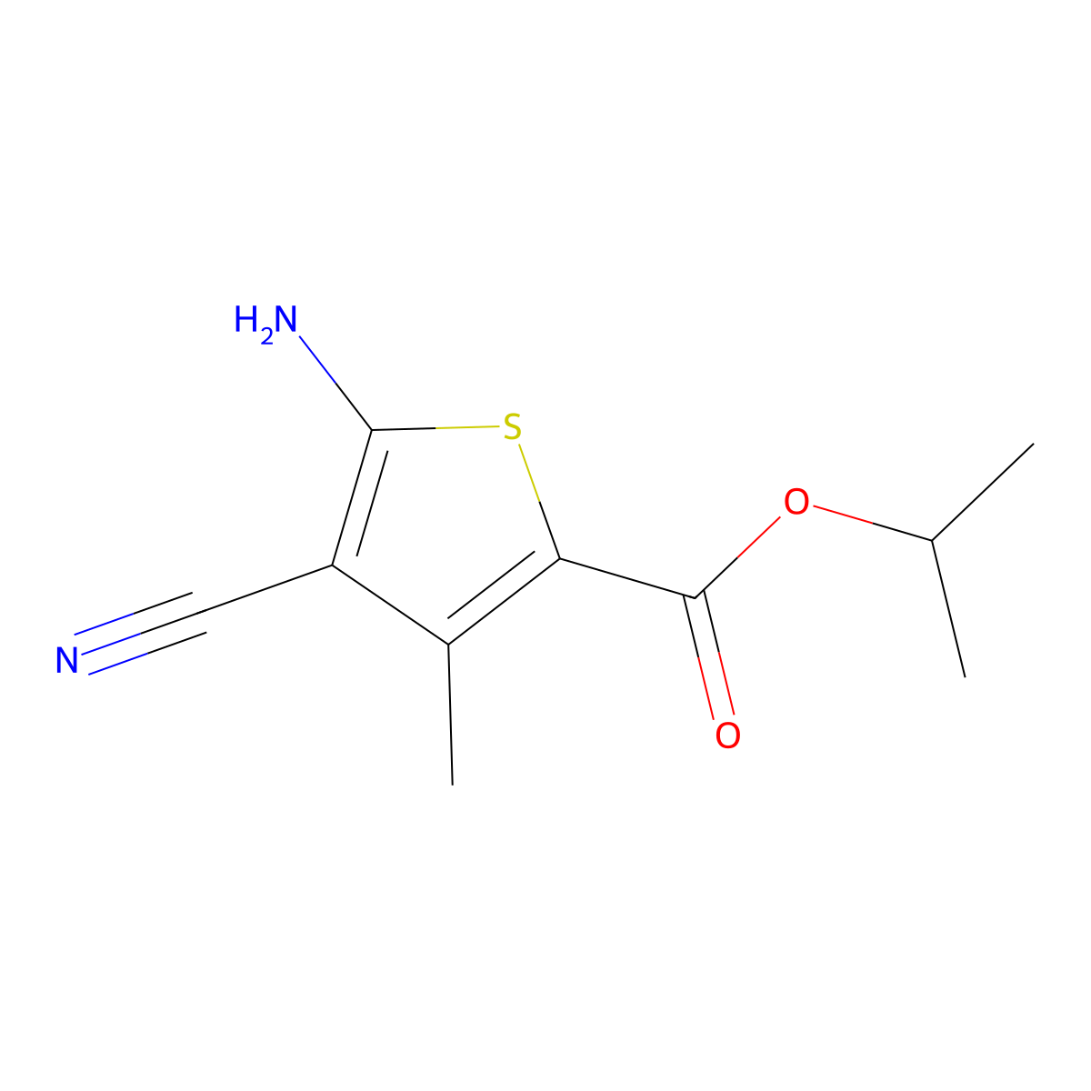 Isopropyl 5-amino-4-cyano-3-methylthiophene-2-carboxylate molecular structure, CAS 350997-06-7