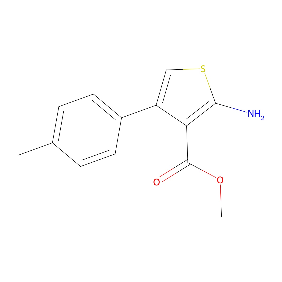 Methyl 2-amino-4-(4-methylphenyl)thiophene-3-carboxylate molecular structure, CAS 350997-08-9