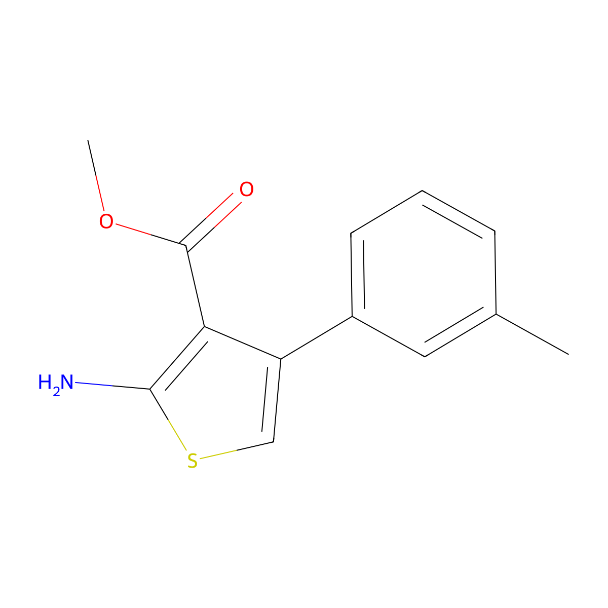 Methyl 2-amino-4-(3-methylphenyl)thiophene-3-carboxylate molecular structure, CAS 350997-09-0