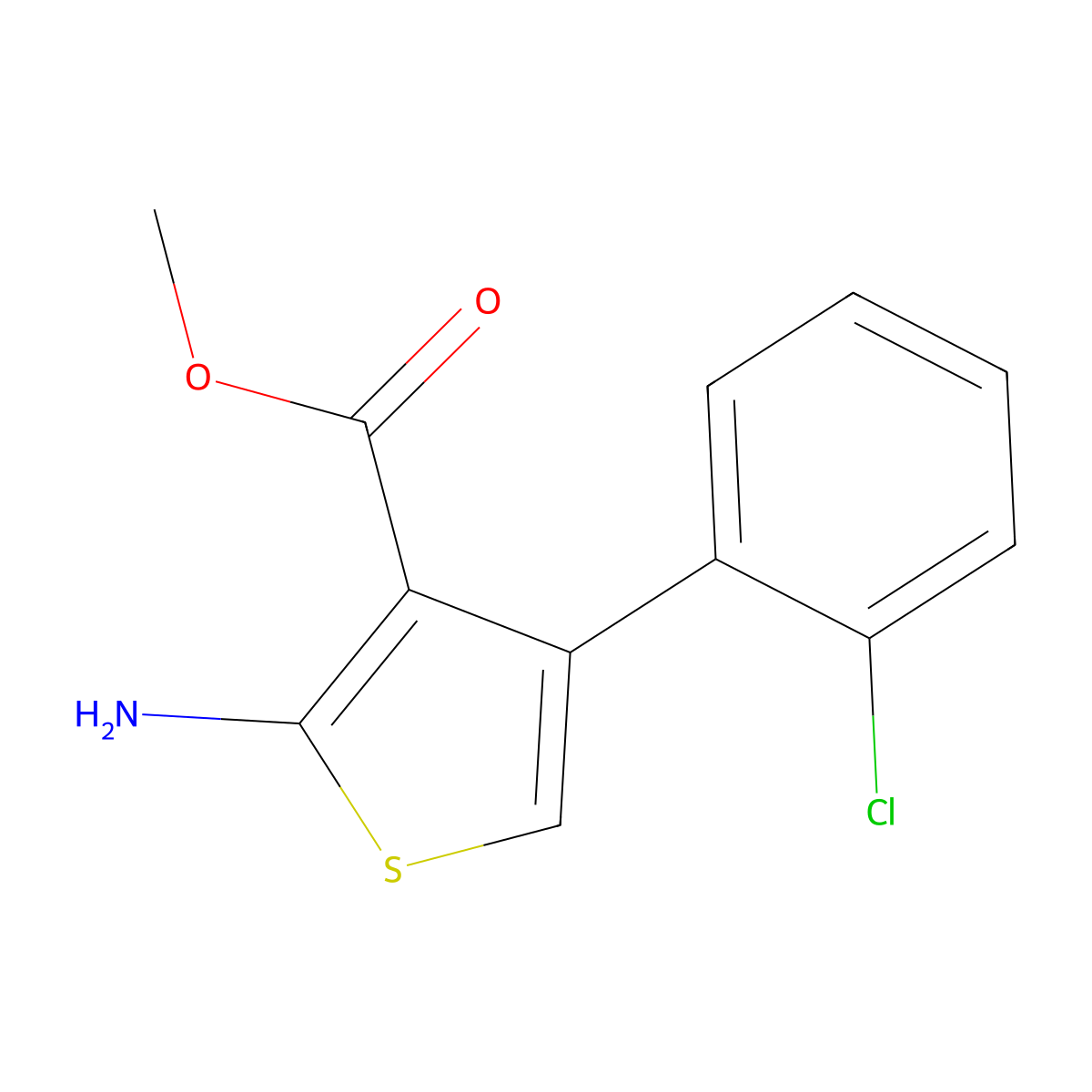 Methyl 2-amino-4-(2-chlorophenyl)thiophene-3-carboxylate molecular structure, CAS 350997-11-4